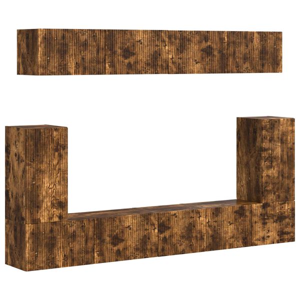 vidaXL TV-b&auml;nkset V&auml;ggmonterad 5 pcs R&ouml;kt ek Konstruerat tr&auml;