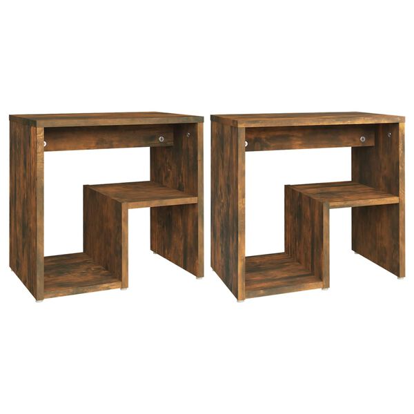 vidaXL S&auml;ngbord 2 st r&ouml;kf&auml;rgad ek 40x30x40 cm konstruerat tr&auml;