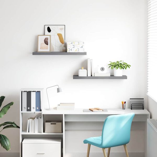 vidaXL Sv&auml;vande v&auml;gghyllor 2 st gr&aring; 80x23,5x3,8 cm MDF
