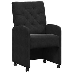 vidaXL Matstolar med hjul 2 st Sammet Svart 58 x 67 x 97 cm