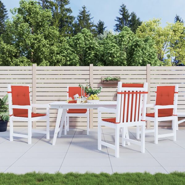 vidaXL Stolsdynor l&aring;gt ryggst&ouml;d 4 st melerad r&ouml;d 100x50x4 cm tyg