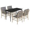 vidaXL Matgrupp f&ouml;r tr&auml;dg&aring;rden med dynor 5 delar mixbeige konstrotting