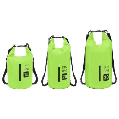 vidaXL Vattentät packpåse med dragkedja grön 15 L PVC