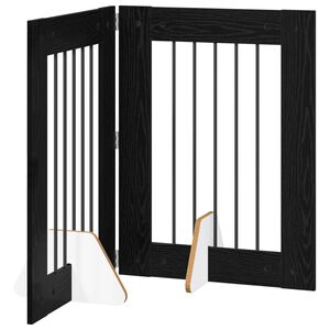 vidaXL F&auml;llbar hundgrind med stativ 2 st Svart ek 120,5 cm
