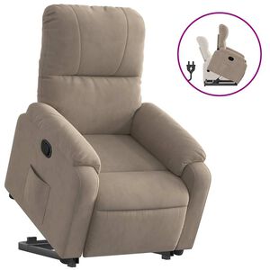 vidaXL Reclinerf&aring;t&ouml;lj med uppresningshj&auml;lp taupe mikrofibertyg