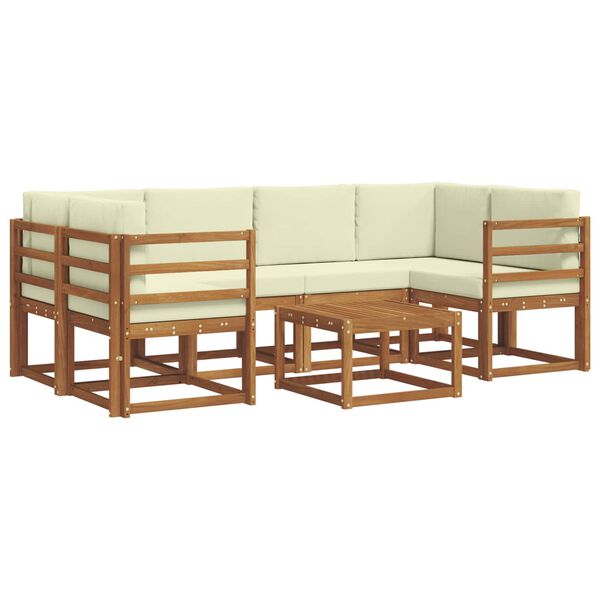 vidaXL Utomhussoffset med kudde 7 pcs Naturlig och Gr&auml;dde