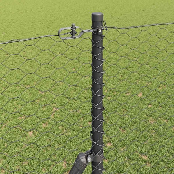 vidaXL Stängselstolpe Grå 10 x 1,6 m (36 mm nät) Stål och PVC