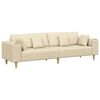 vidaXL Soffa med kudde Kr&auml;m 250 x 77 x 76 cm tyg