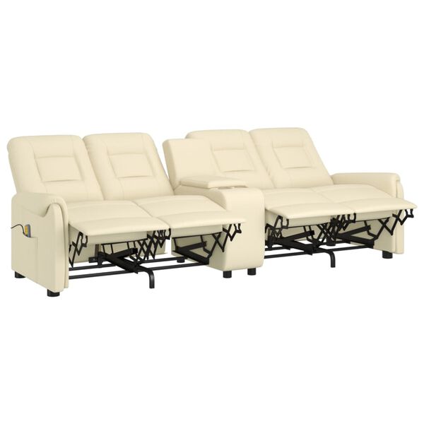 vidaXL Massagefåtölj med kopphållare 4-sits gräddvit