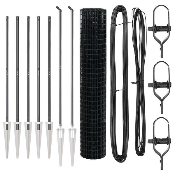 vidaXL St&auml;ngsel med stolpe Gr&aring; 1,5 x 10 m St&aring;l och PVC