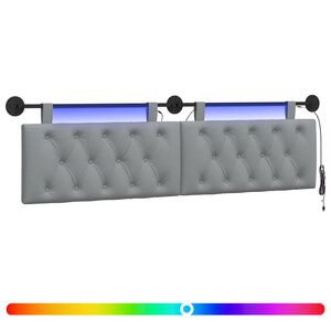 vidaXL H&auml;ngande s&auml;nggavel Med LED-lampa Ljusgr&aring; Tyg