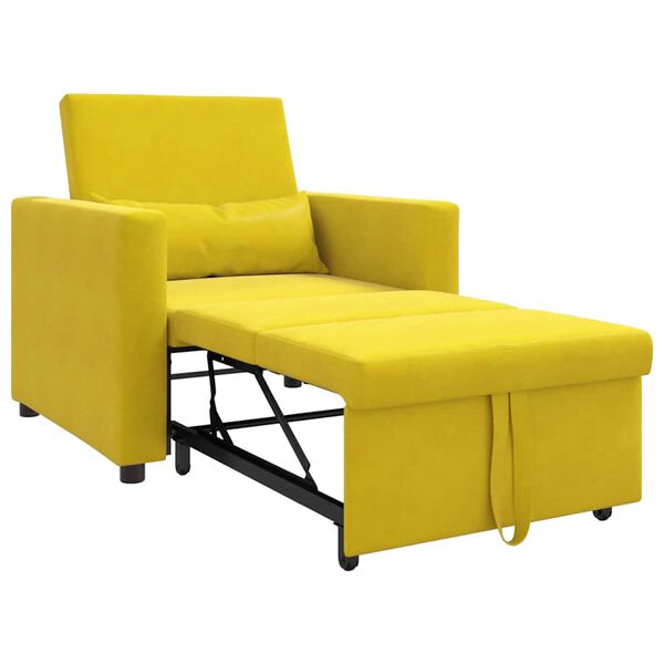 vidaXL Enkel Soffbed Reclining med hjul Gul 90 x 165 x 87 cm Sammet