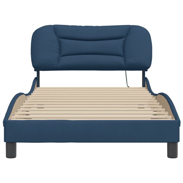 vidaXL Bed Frame without Mattress "Hvar" Blue 100x200 cm Fabric
