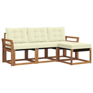 vidaXL Utomhussoffset med kudde 4 pcs Naturlig och Gr&auml;dde