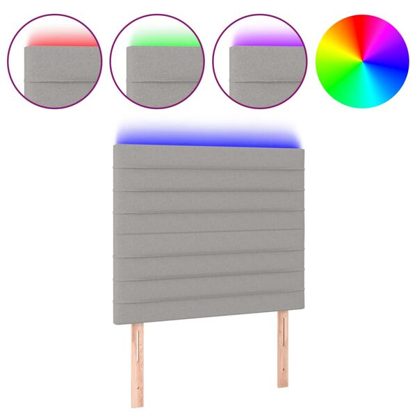 vidaXL S&auml;nggavel LED ljusgr&aring; 100x5x118/128 cm tyg