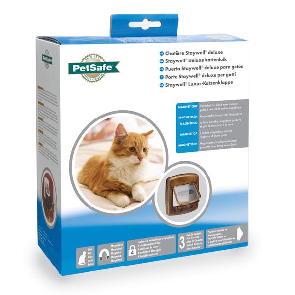 PetSafe Magnetisk 4-v&auml;gs kattlucka Deluxe 420 brun
