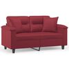 vidaXL 2-sits soffa med prydnadskuddar vinr&ouml;d 120 cm konstl&auml;der