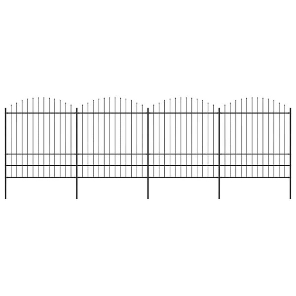 vidaXL Trädgårdsstaket med spjutspets stål 714,5x200 cm svart