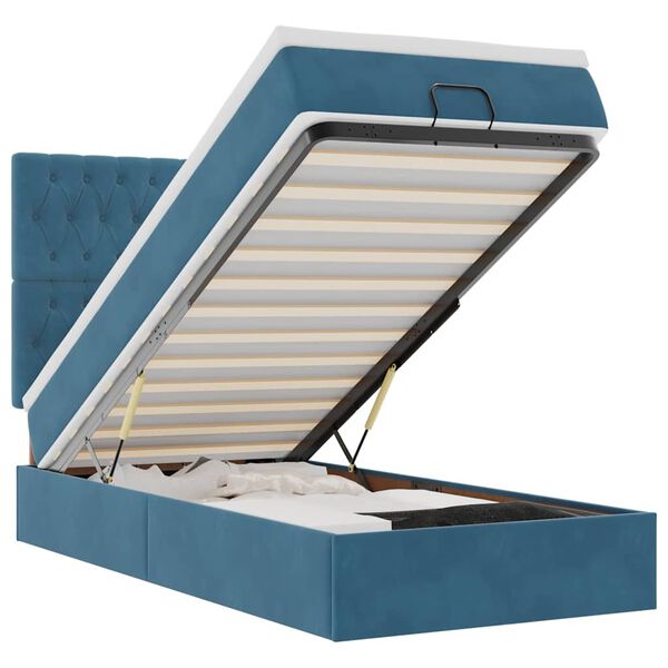 vidaXL Ottoman s&auml;ngram med madrasser m&ouml;rkbl&aring; 80x200 cm sammet