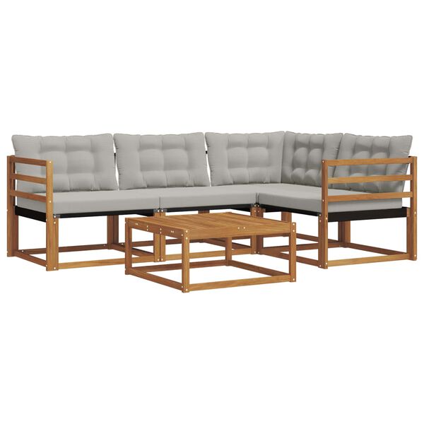 vidaXL Utomhussoffset med kudde 5 pcs Naturlig och Ljus Gr&aring;