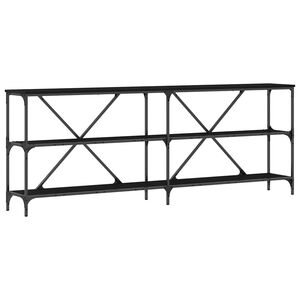 vidaXL Konsolbord med hylla Svart Ek 200 x 30 x 75 cm Konstruerat tr&auml;