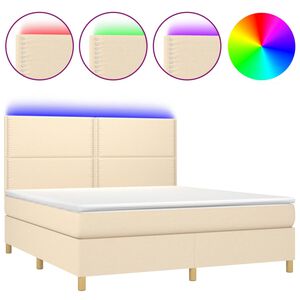 vidaXL Rams&auml;ng med madrass & LED gr&auml;ddvit 180x200 cm tyg