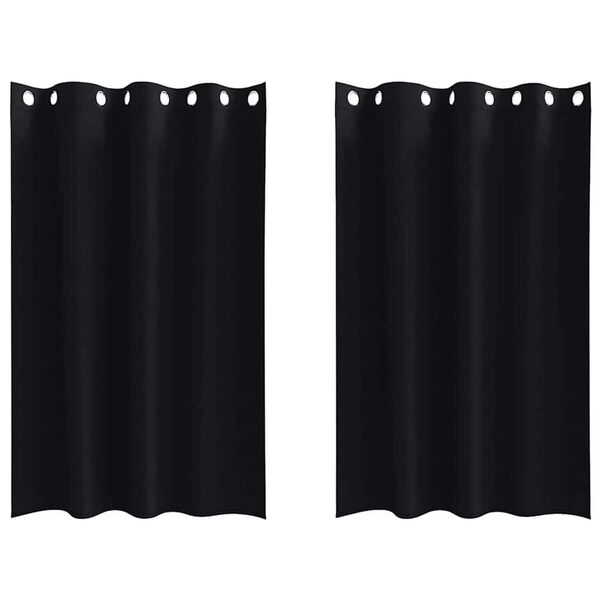 vidaXL Mörkläggningsgardiner med Ringar 2 pcs Svart 175 x 140 cm