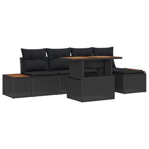 vidaXL Tr&auml;dg&aring;rdsoffset med lagring 6 pcs Svart Poly rattan