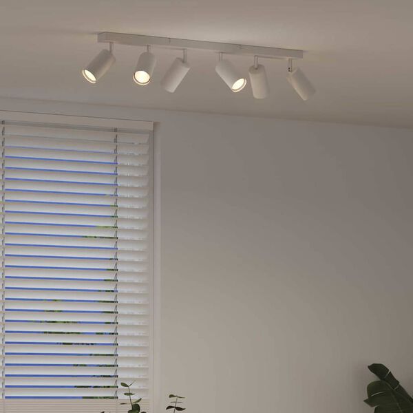 vidaXL Takspotlight med str&aring;lkastare Vit 73 x 6 x 16 cm Metall