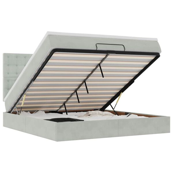 vidaXL Ottoman sängram med madrasser ljusgrå 180x200 cm sammet