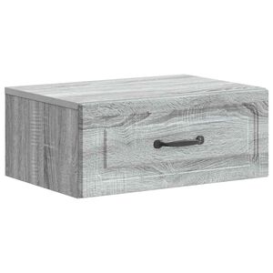 vidaXL V&auml;ggmonterat S&auml;ngbord med l&aring;da Gr&aring; sonoma-ek 49 x 34,5 x 20 cm
