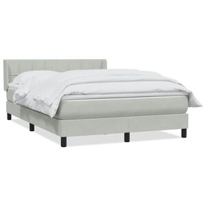 vidaXL Rams&auml;ng med madrass ljusgr&aring; 160x220 cm sammet