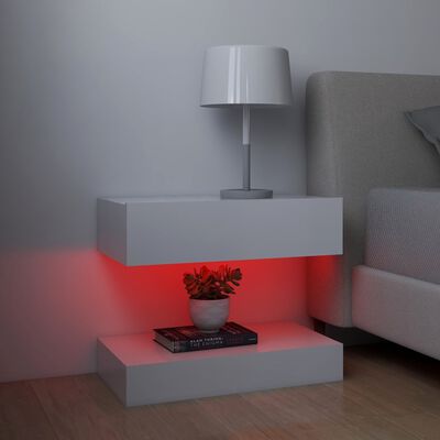vidaXL Sängbord LED 2 st vit 60x35 cm konstruerat trä