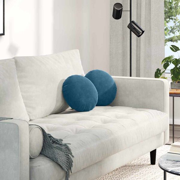 vidaXL Sittkuddar 2 pcs Bl&aring; &Oslash; 40 x 13 cm Sammet