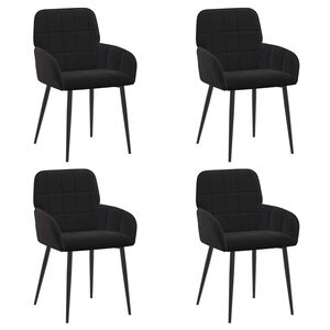 vidaXL Matstolar 4 st Sammet Svart 57 x 50 x 85 cm