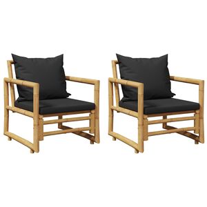 vidaXL Tr&auml;dg&aring;rdsstolar med dynor 2 st bambu