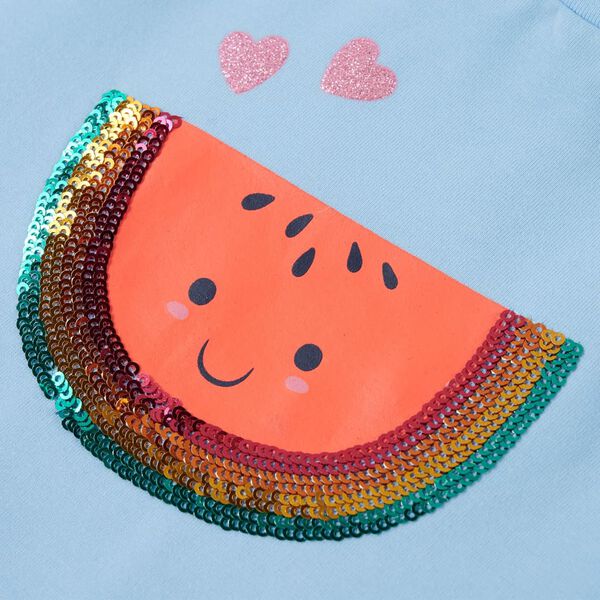 T-shirt med volangärmar för barn ljusblå 92