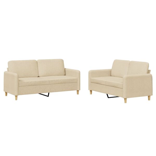 vidaXL Soffgrupp med dynor 2 delar Gr&auml;ddvit tyg