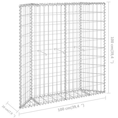 vidaXL Gabion trapets upphöjd galvaniserat stål 100x20x100 cm