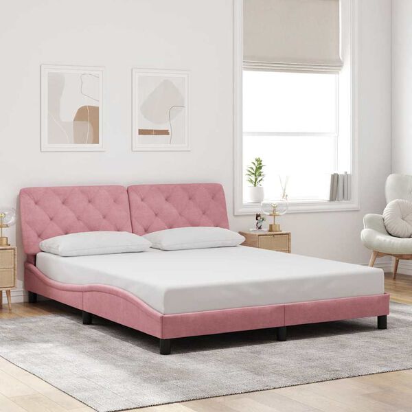 vidaXL Bed Frame without Mattress Pink 160x200 cm Velvet