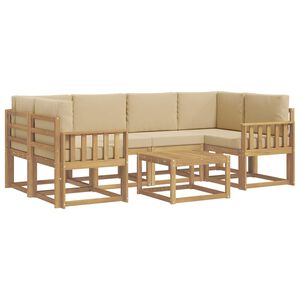 vidaXL Utomhussoffset med kudde 7 pcs Vit och Beige