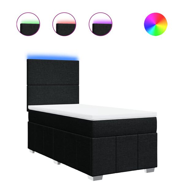 vidaXL Rams&auml;ng med madrass svart 100x200 cm tyg