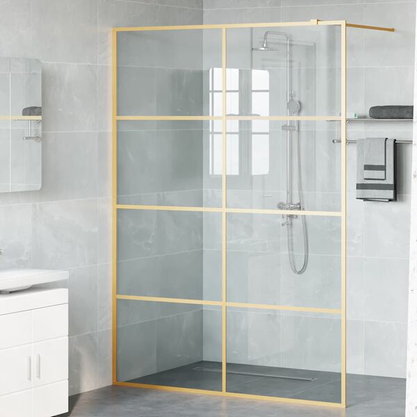 vidaXL Walk-in Duschv&auml;gg Guld 140 x 195 cm h&auml;rdat glas