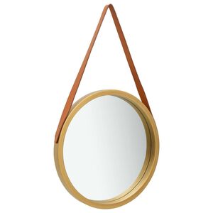 vidaXL V&auml;ggspegel med rem 40 cm guld