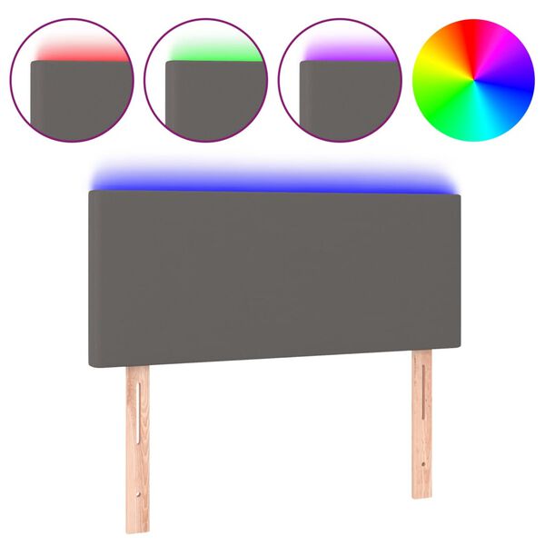 vidaXL Sänggavel LED grå 90x5x78/88 cm konstläder