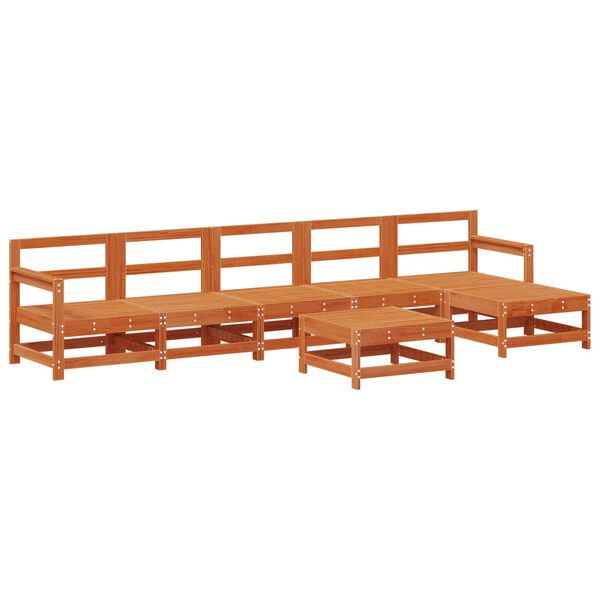 vidaXL Tr&auml;dg&aring;rd loungem&ouml;bler 7 pcs VaxBrun Massivt furu