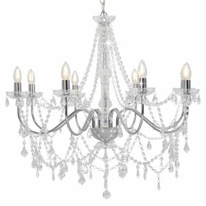 vidaXL Takkrona med p&auml;rlor silver 8 x E14-gl&ouml;dlampor