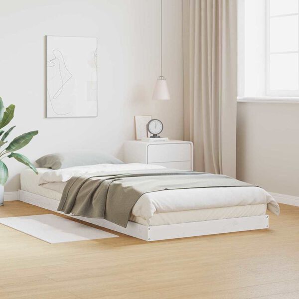 vidaXL Sängram Vit 90 x 210 cm Massivt tallträ