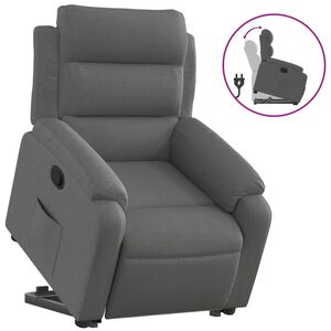 vidaXL Reclinerf&aring;t&ouml;lj med uppresningshj&auml;lp m&ouml;rkgr&aring; tyg