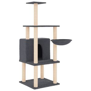vidaXL Kl&ouml;str&auml;d med sisalpelare m&ouml;rkgr&aring; 132 cm